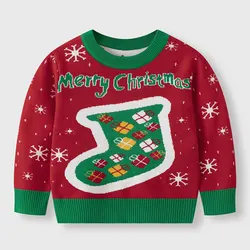 Jersey infantil de punto con letras navideñas para niños