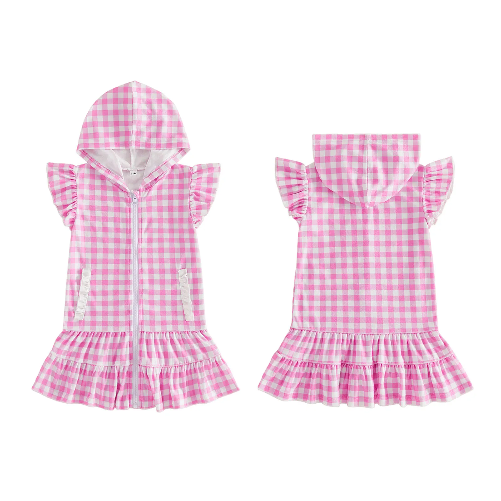 Vestido de toalla playa infantil con capucha y cremallera