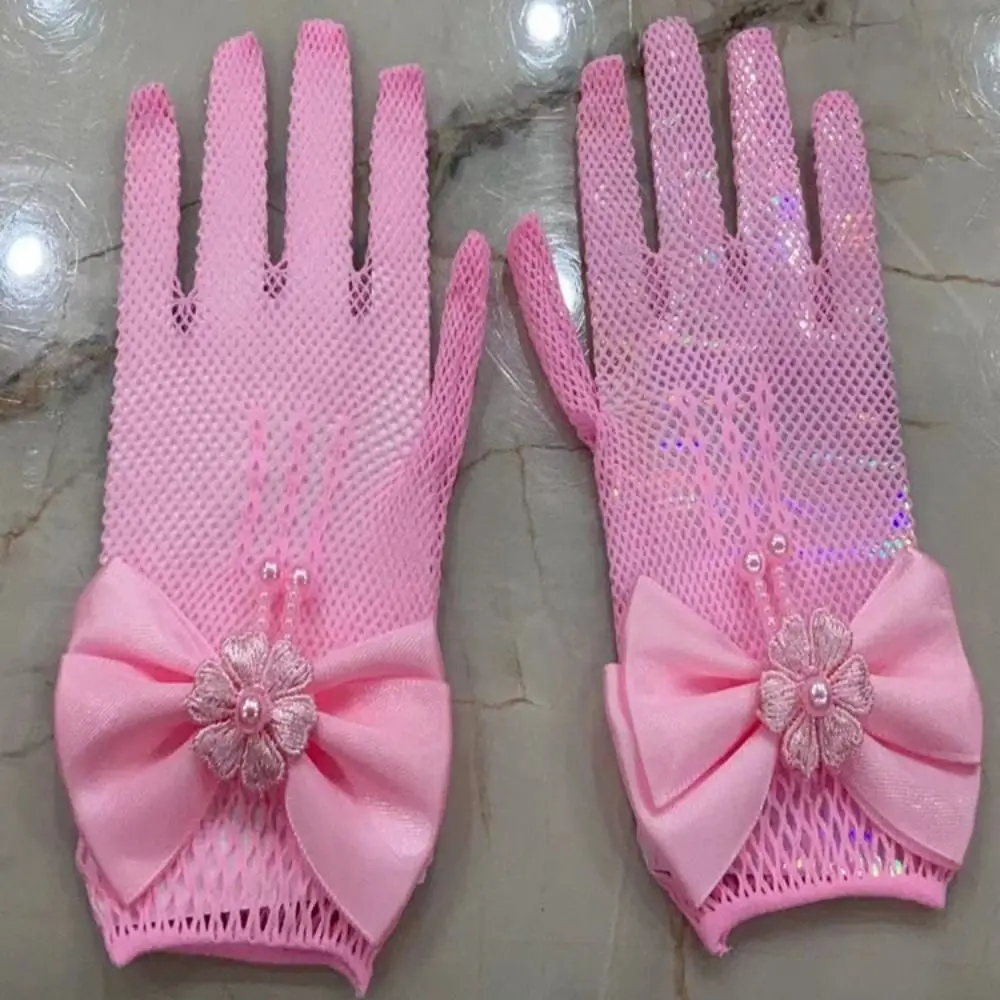 Guantes de encaje con lazo para niña – Estilo princesa, boda y fiesta - imagen 4