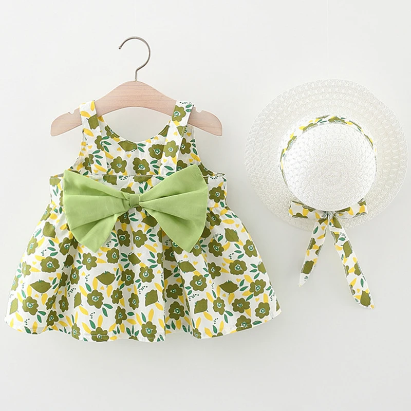 Vestido verano niña algodón orgánico con lazo floral para recién nacida - imagen 3