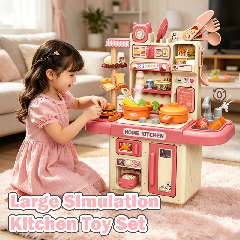 Cocina de juguete con luz y sonidos, set infantil de hogar montable