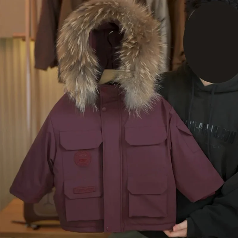 Parka para niñas de invierno con cuello imitación piel y forro cálido - imagen 3
