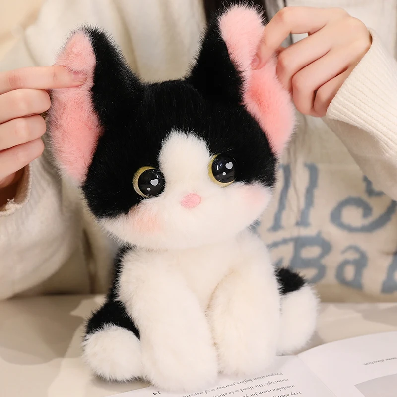Peluche de gato siamés de dibujos animados, suave y realista - imagen 3