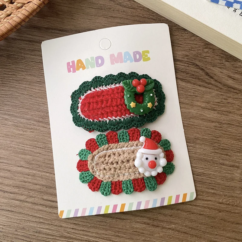 Pinzas para el pelo infantiles de encaje ovalado con Papá Noel - imagen 5