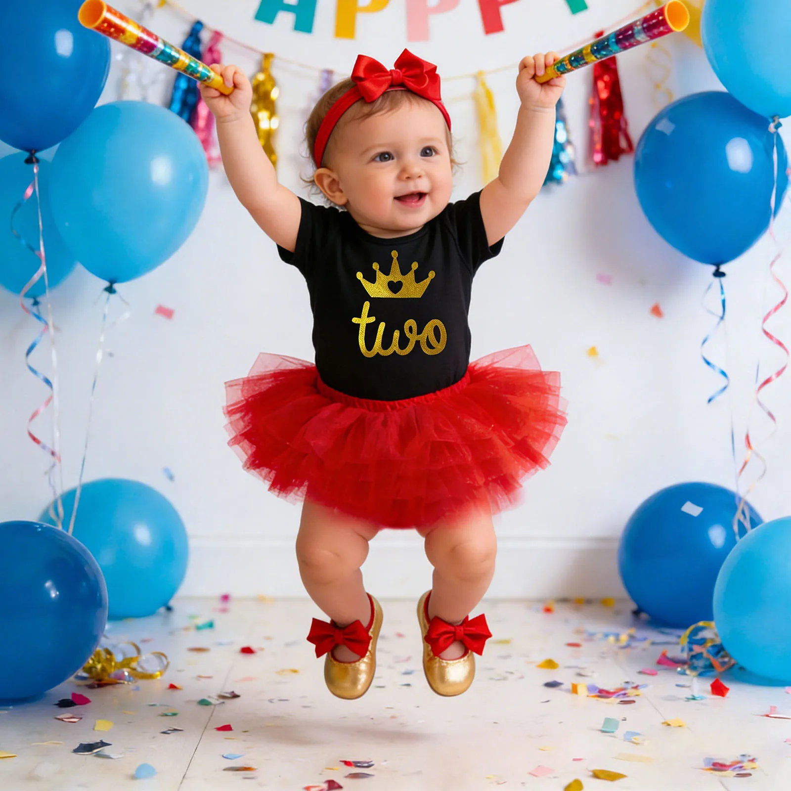 Conjunto de fiesta para niña: pelele y falda tul con diadema - imagen 2