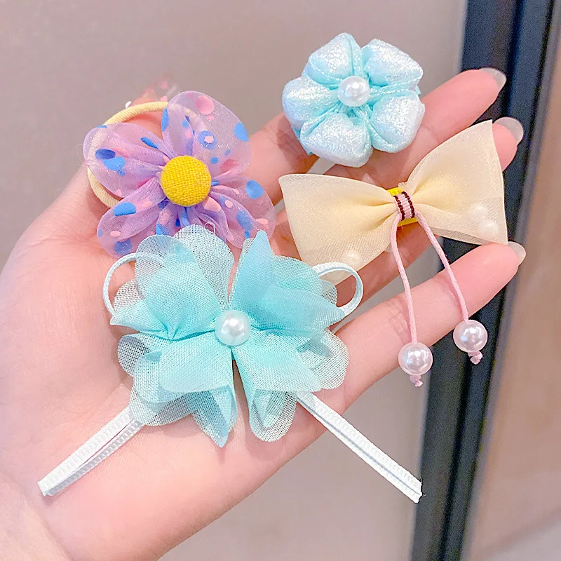 Horquilla con lazo princesa para niñas, flores de tela no daña cabello