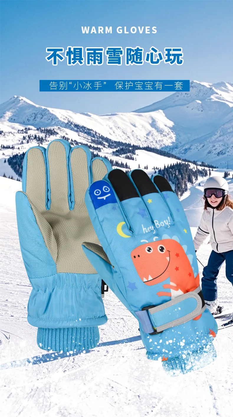 Guantes de esquí infantiles impermeables y cálidos