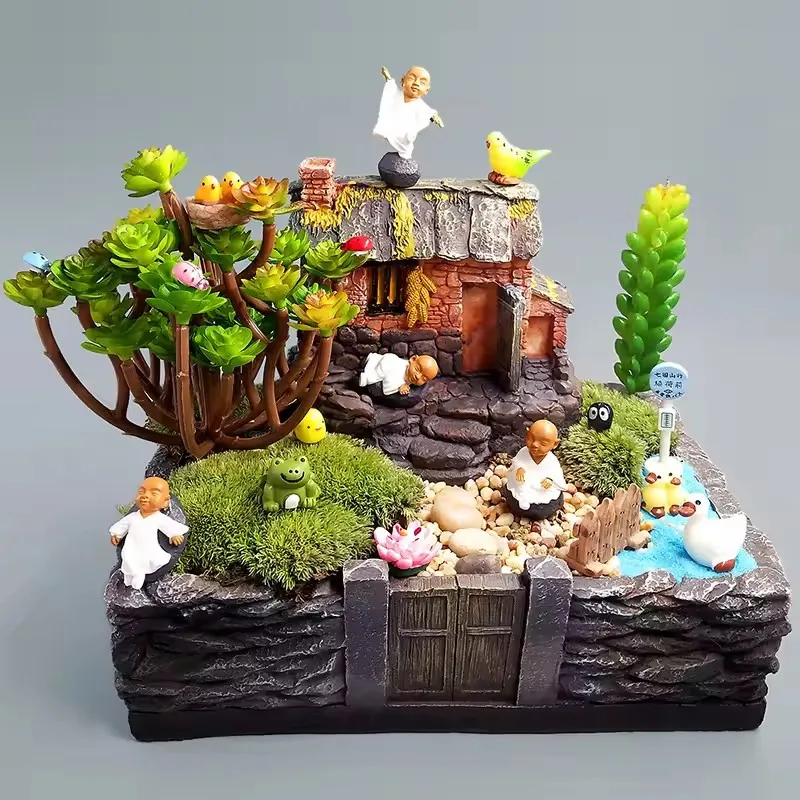 Figura decorativa monje Kong Fu - Resina para jardín de hadas - imagen 5