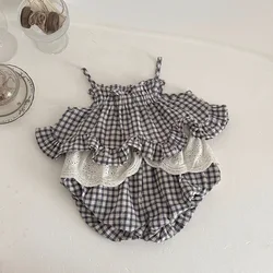 MILANCEL Conjunto de verano para bebé con cuadros y pantalón corto