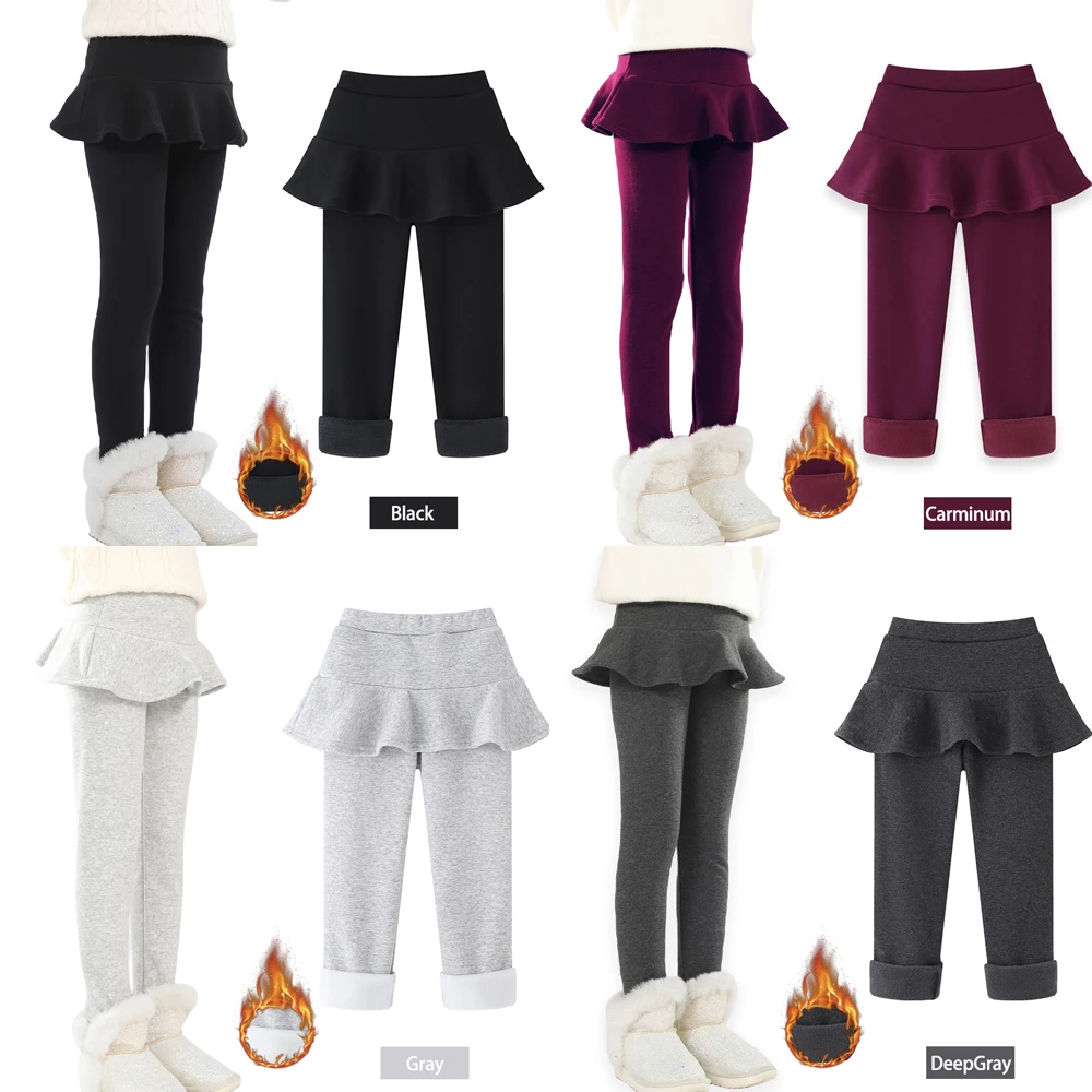 SheeCute Leggings de terciopelo con falda para niña