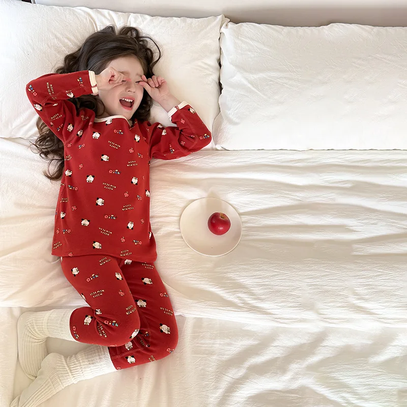 Pijama infantil de otoño en lana suave con dibujos para casa - imagen 2