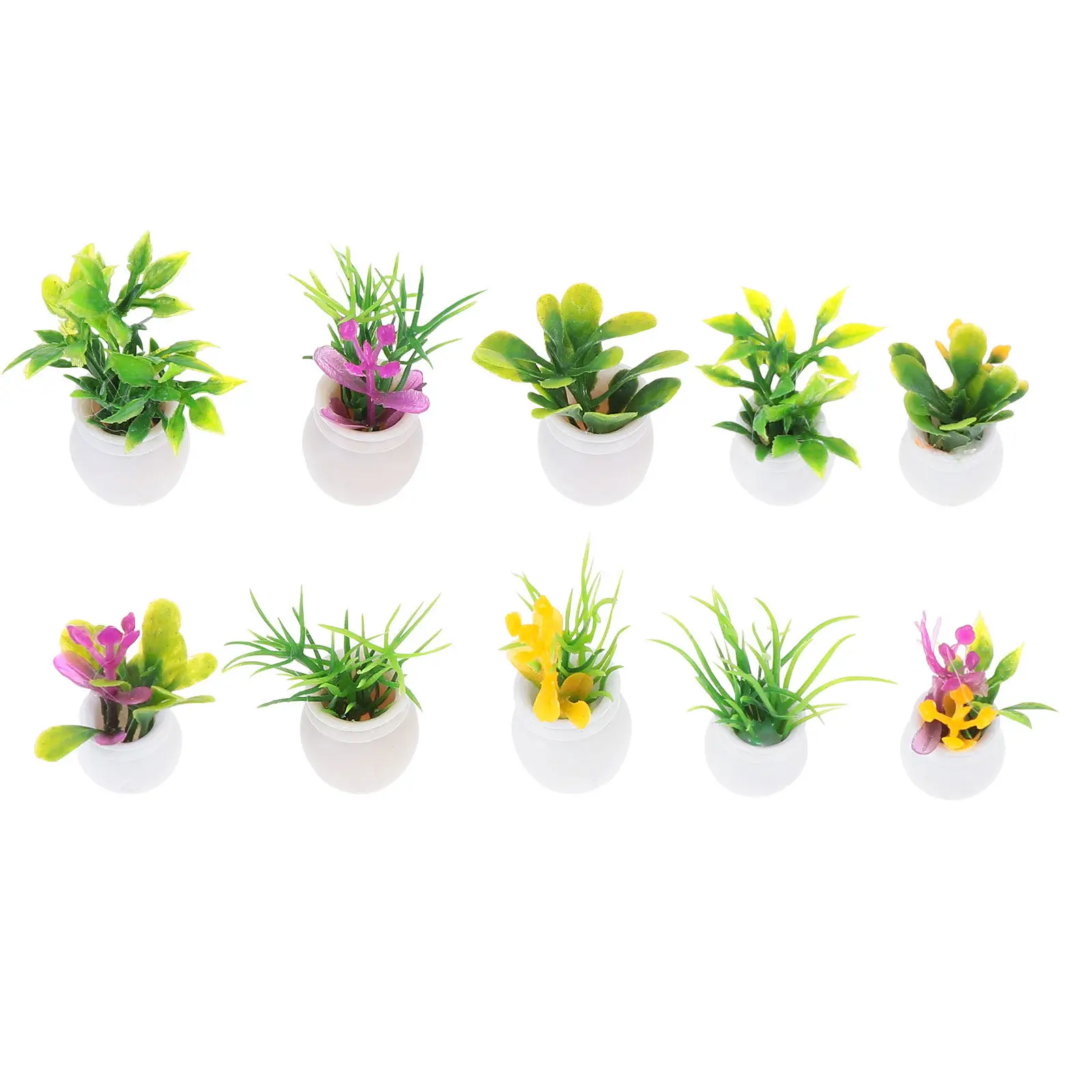 Plantas artificiales mini en maceta de plástico, decoración