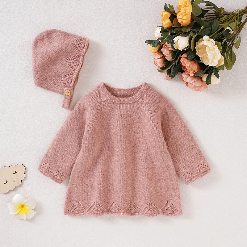 Conjunto de punto con volantes para niña – 2 piezas otoño