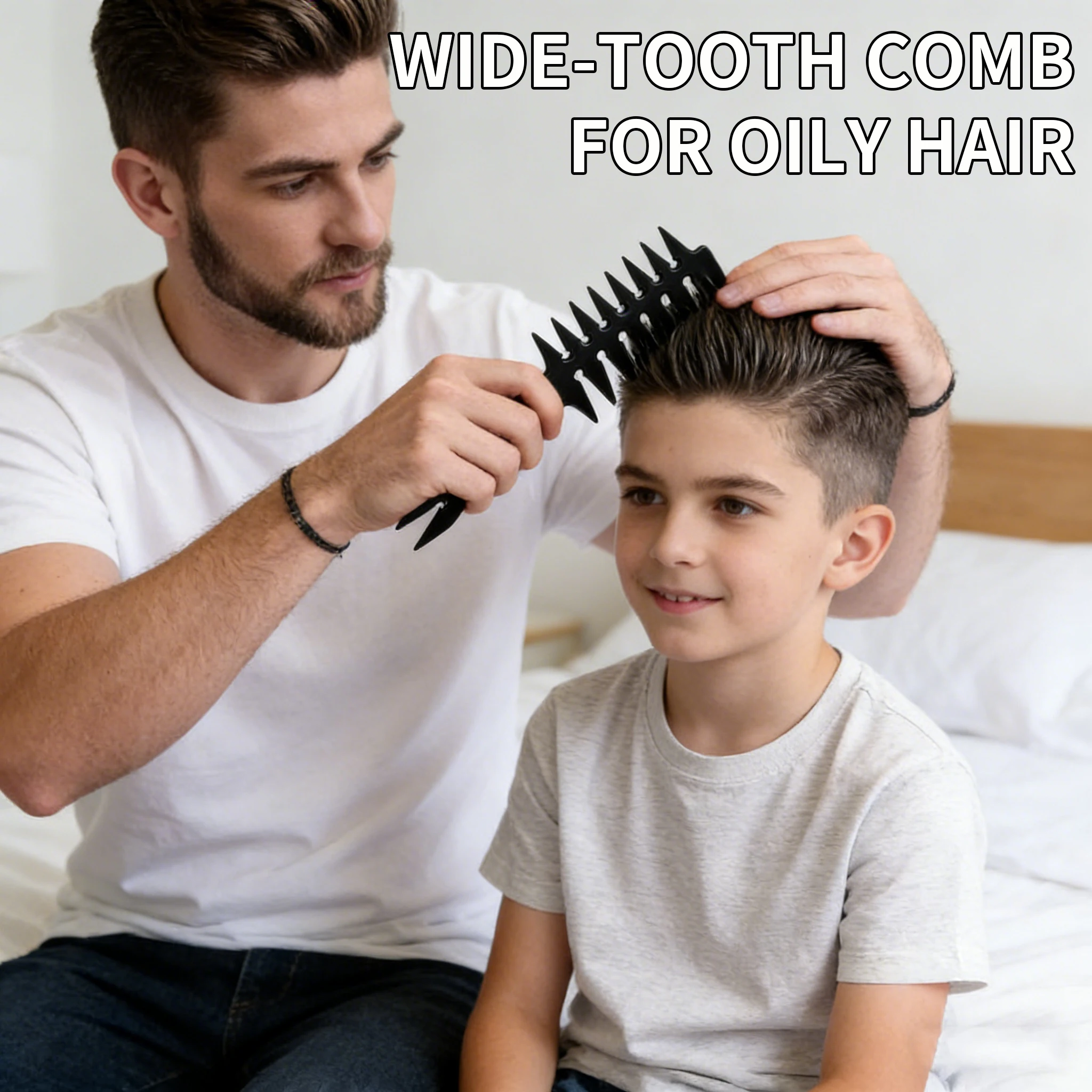 Peine para cabello graso - doble cara con dientes anchos, vintage - imagen 5