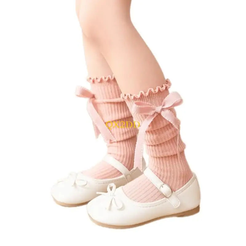 Calcetines hasta la rodilla con lazo y cubre-bota para bebé - imagen 2