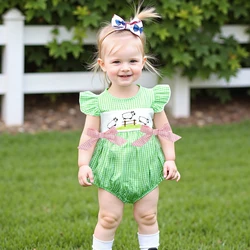 BeQeuewll Pelele de verano para bebé niña con lazos bordados de ovejas