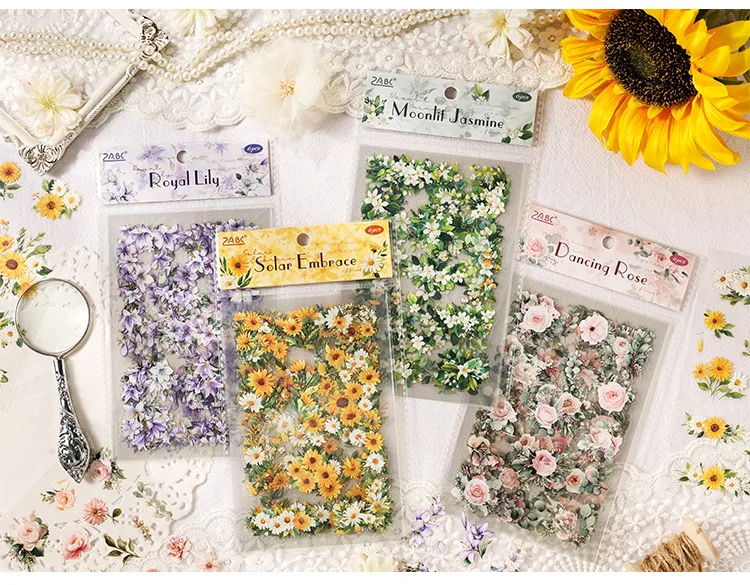Pegatinas botánicas PET estilo INS