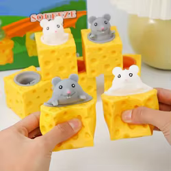Juguete antiestrés infantil ratón y queso PVC fidget divertido