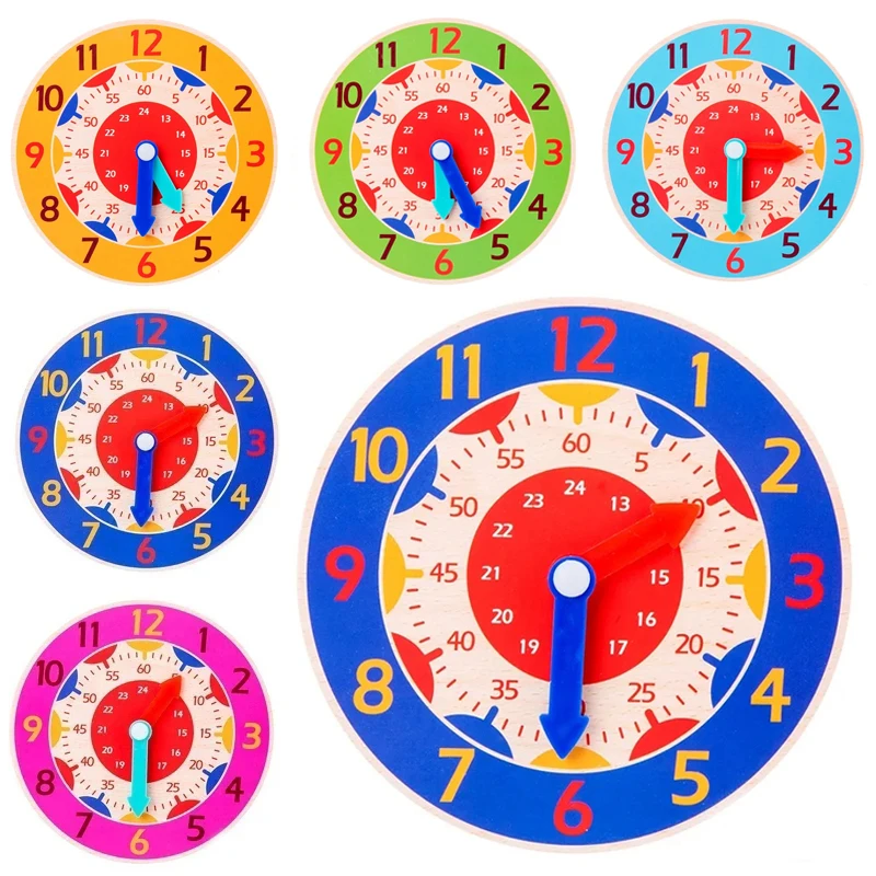 Reloj de madera Montessori para niños: horas y minutos educativos