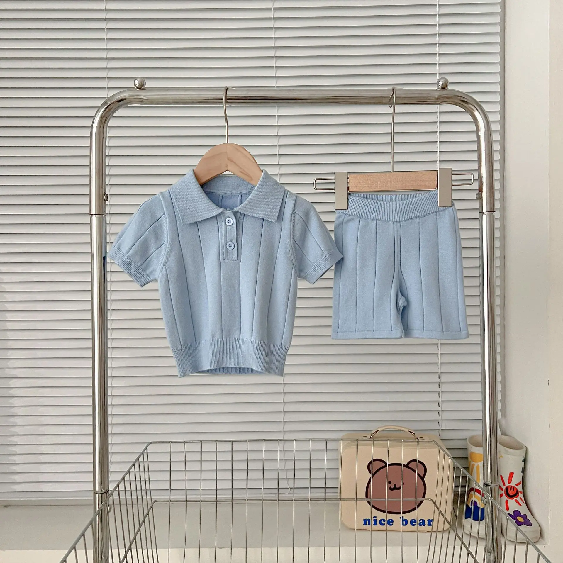 INS jersey de punto tipo polo de manga corta para niños