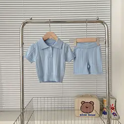 INS jersey de punto tipo polo de manga corta para niños