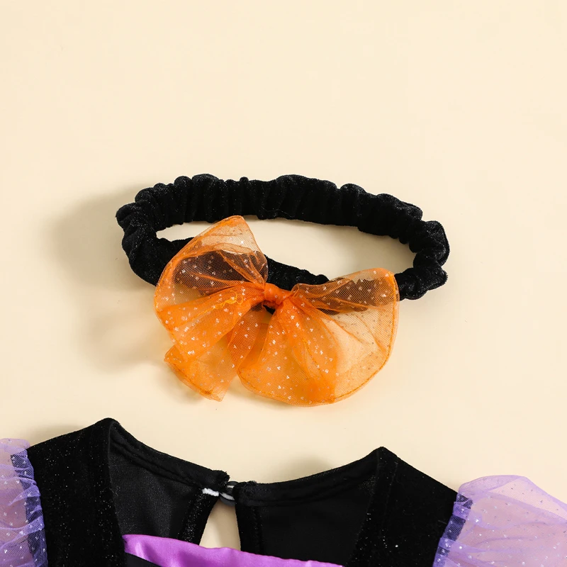 VISgogo Vestido mameluco Halloween niña tul mangas abullonadas - imagen 2