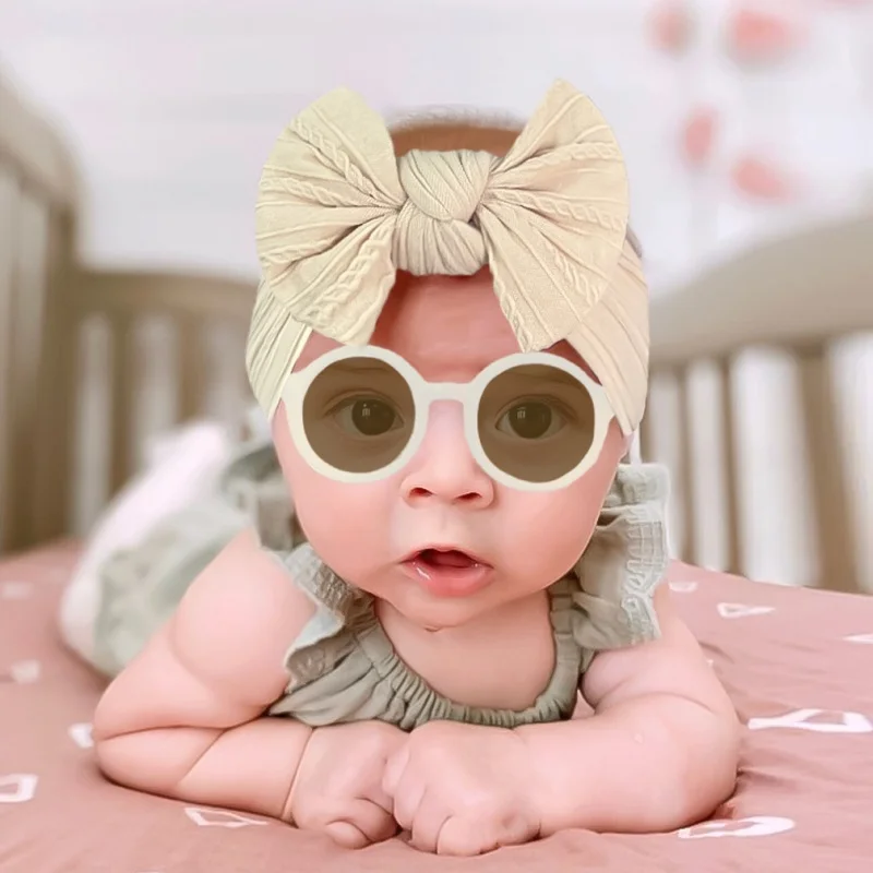 Diadema de algodón ancha con lazo Bowknot para niños y niñas - imagen 4