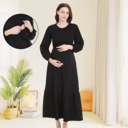 Vestido premamá manga larga elegante para embarazadas