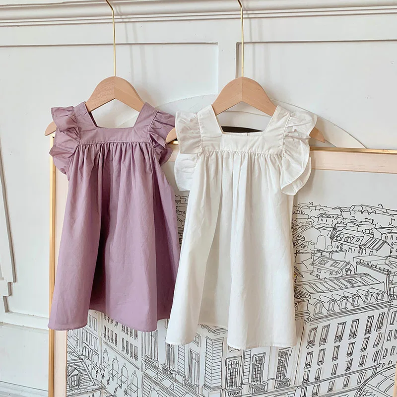 Vestidos verano niña – Manga acampanada y cuello cuadrado