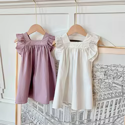 Vestidos verano niña – Manga acampanada y cuello cuadrado