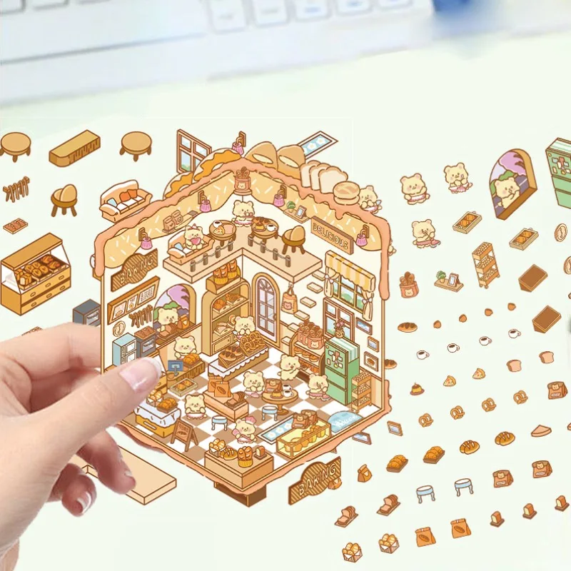Pegatina 3D de oso y panadería para manualidad de escena - imagen 4