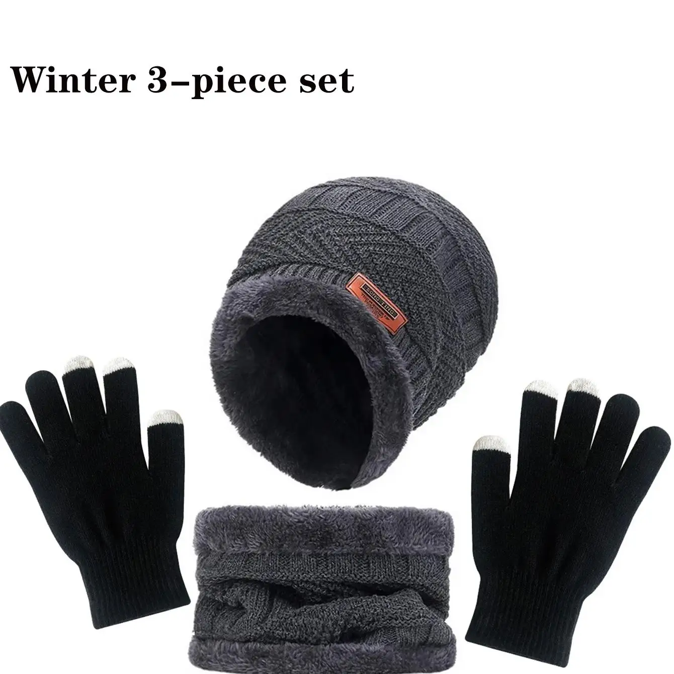 Gorro de terciopelo infantil cálido con conjunto de guantes coral - imagen 2