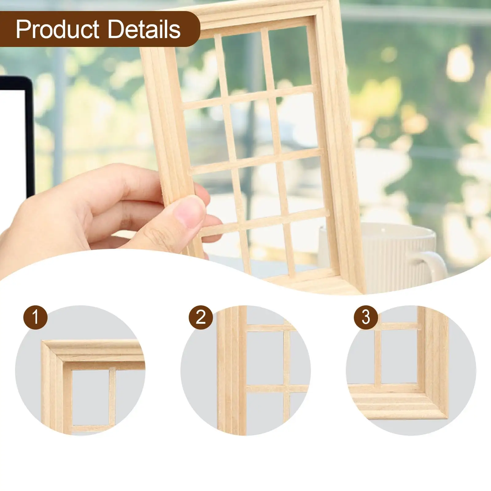 Mini marco de ventana para casa de muñecas, accesorio de manualidades - imagen 3
