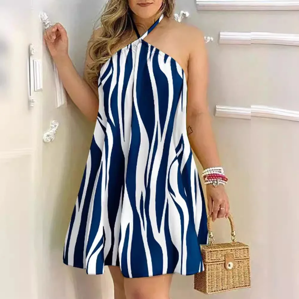 Da Donna vestido de verano estampado con hombros descubiertos