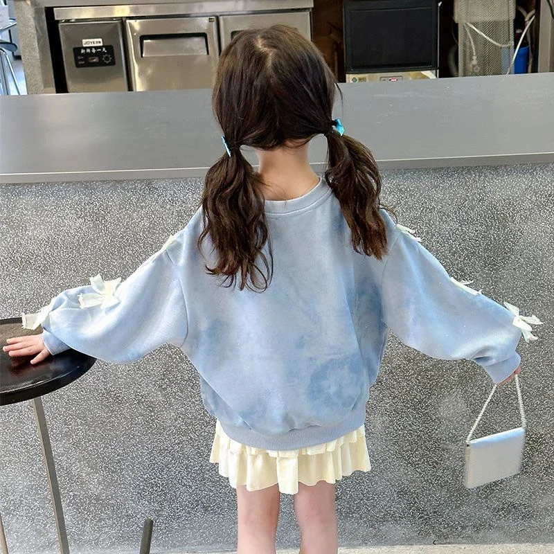 Sudadera de niña con lazo primaveral y manga larga de otoño - imagen 5