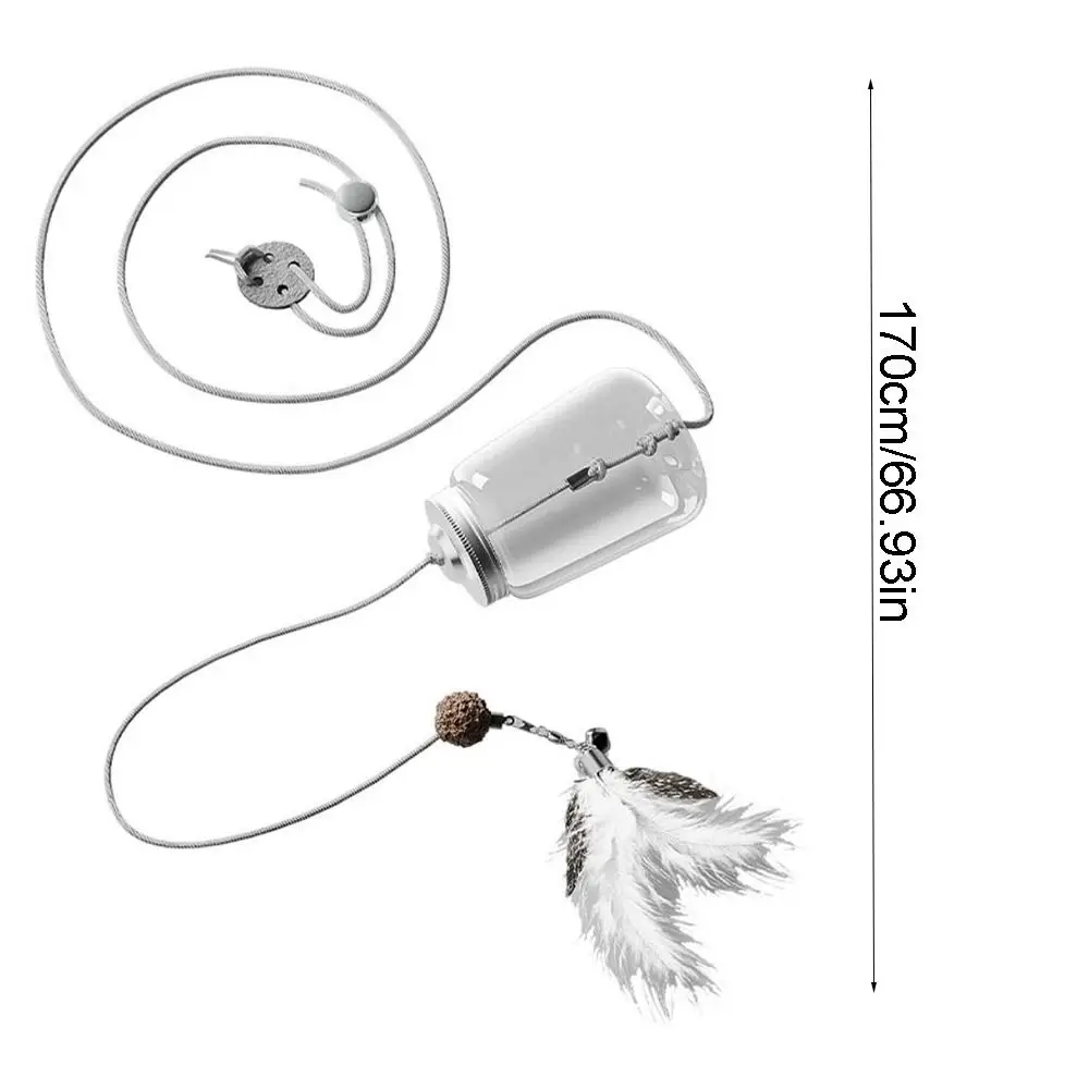 Juguete dispensador colgante para gatos con plumas