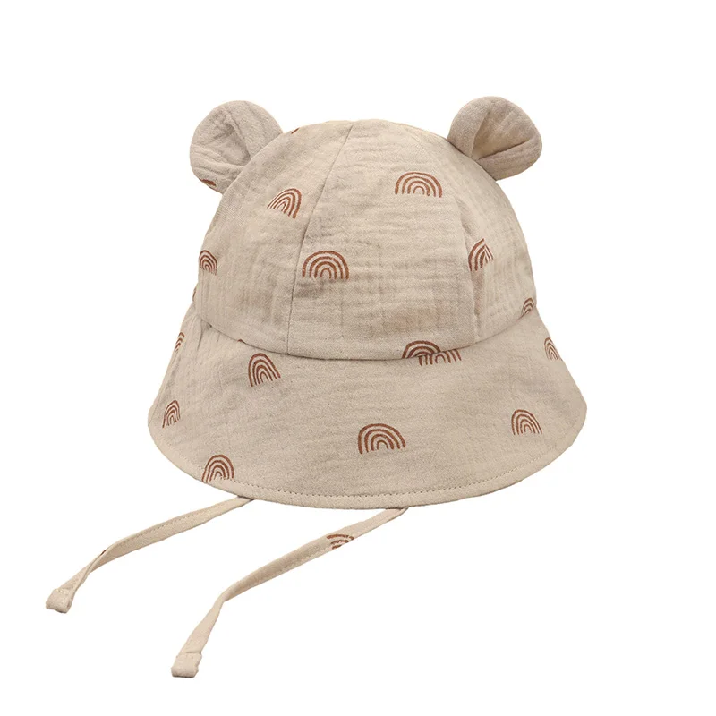 Sombrero de pescador de algodón para bebé con estampado floral de fresa - imagen 2