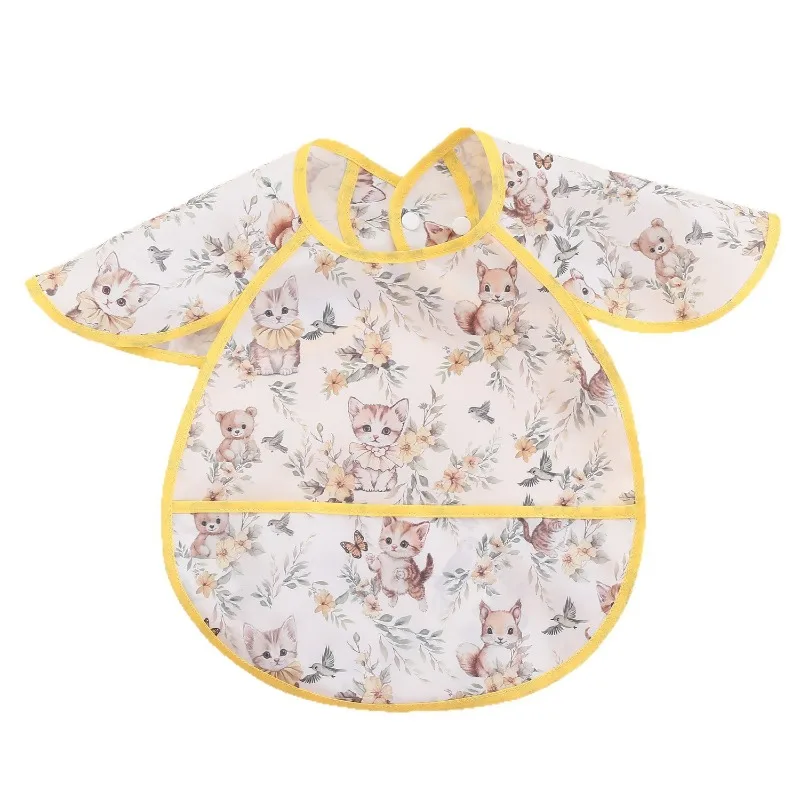 Babero de alimentación impermeable con bolsillo y animales - imagen 5