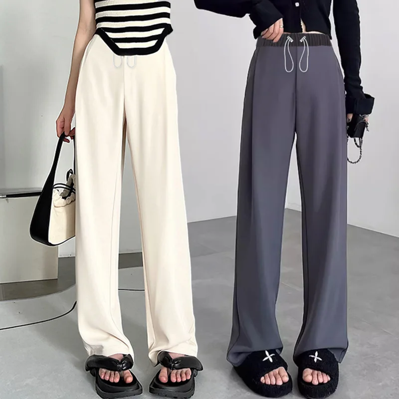 Pantalones de maternidad holgados de pierna ancha con cordón - imagen 4