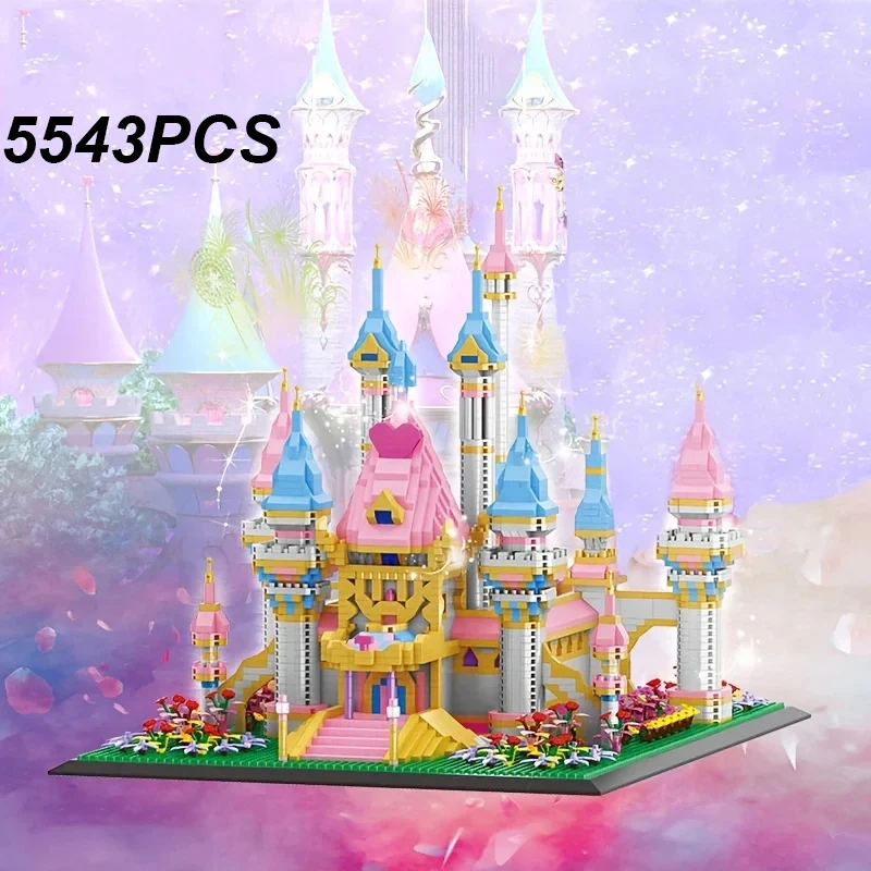 Bloques de construcción castillo rosa de princesa para niñas - imagen 4