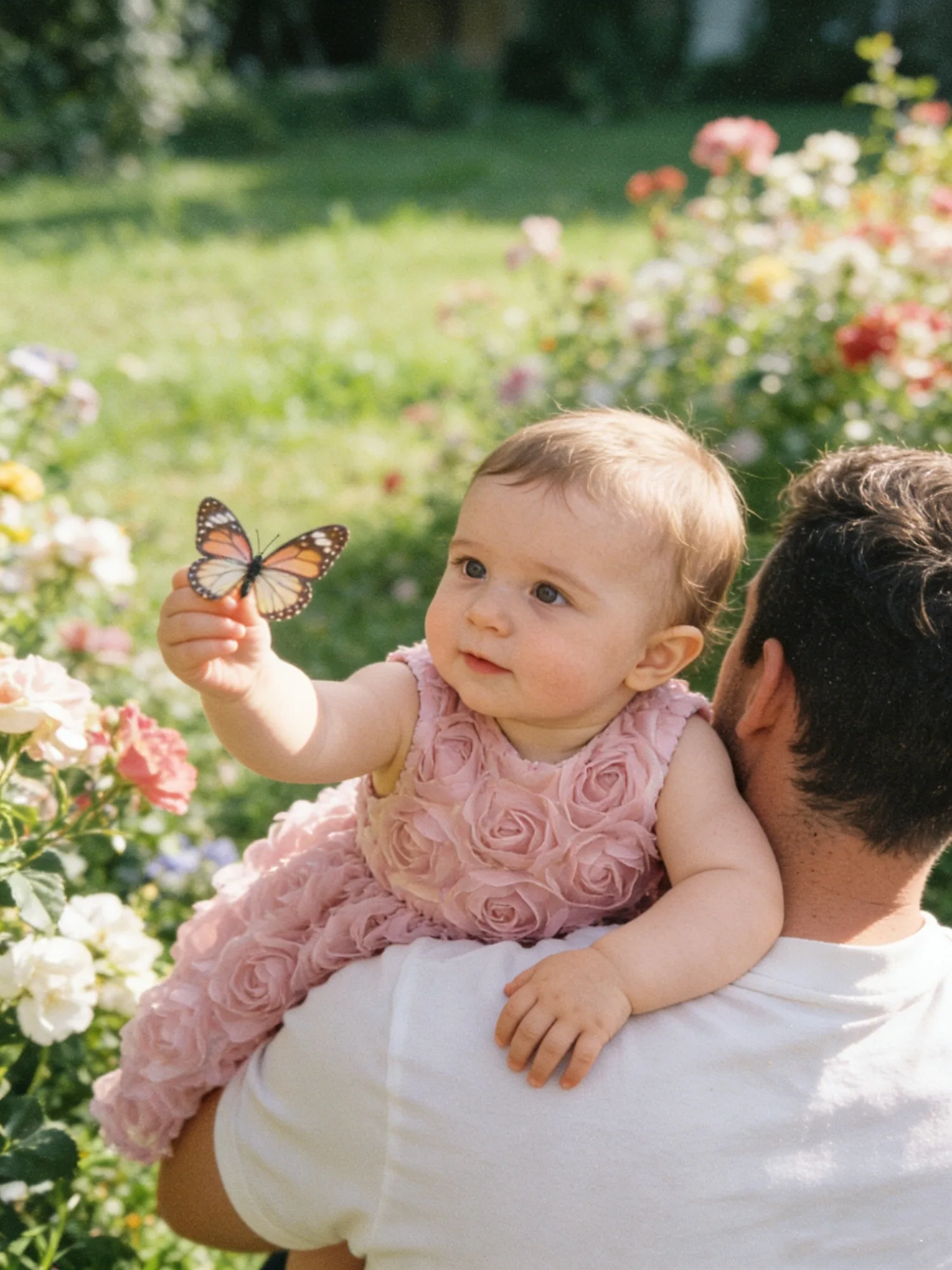 Vestido de bebé niña rosa con volantes y flores 3D para fiesta