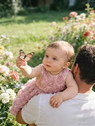 Vestido de bebé niña rosa con volantes y flores 3D para fiesta