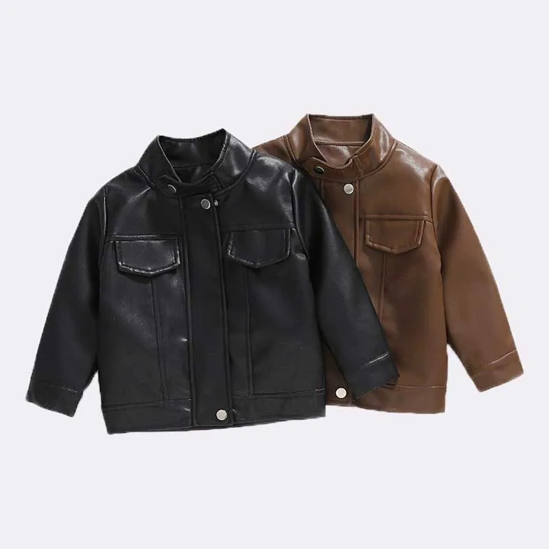 Chaqueta infantil de cuero sintético con cremallera - imagen 3