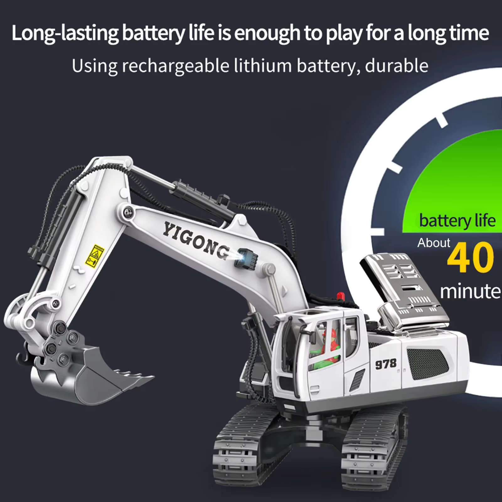 Excavadora control remoto con música para niños - imagen 2