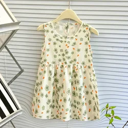 Vestido de princesa con estampado floral para niñas – Verano