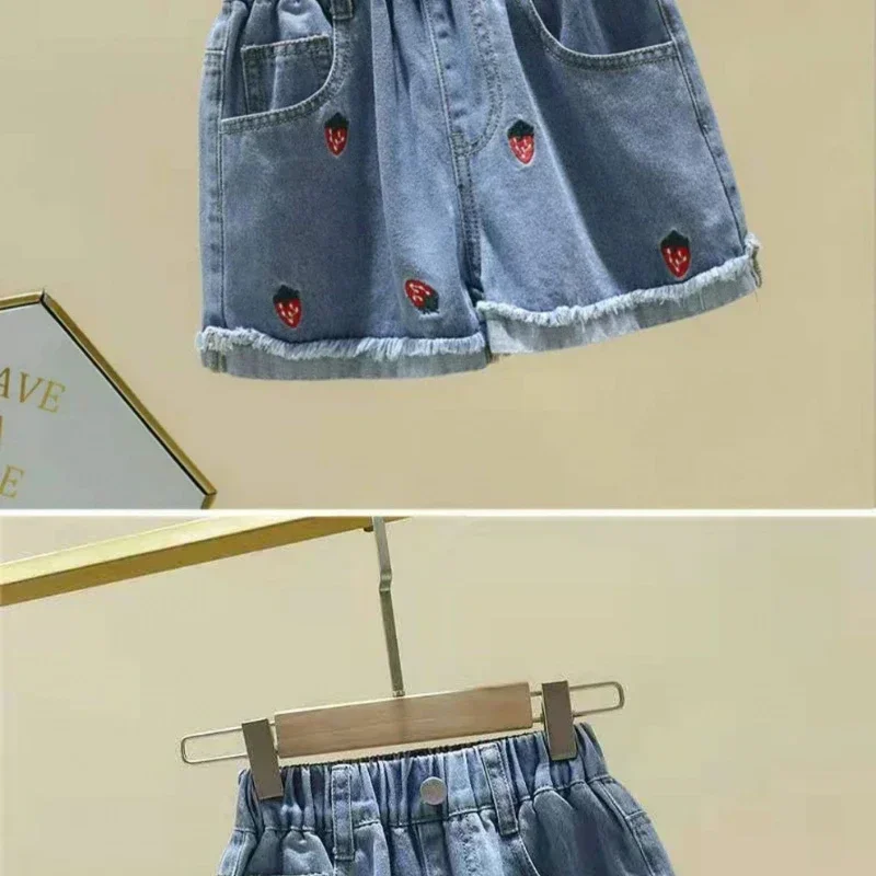 Pantalones cortos de mezclilla para niñas con estampado divertido - imagen 4