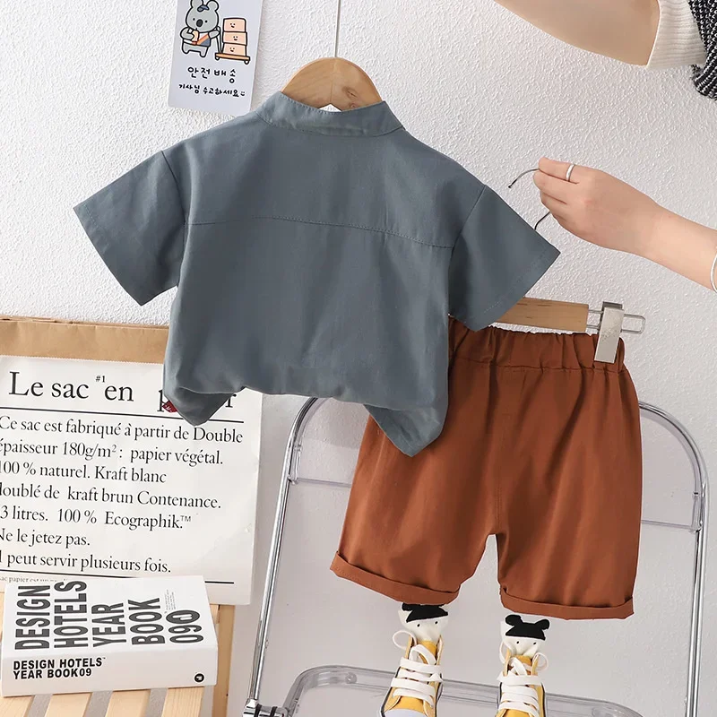 Conjunto de verano para bebé y niño: camisa lisa y pantalón corto - imagen 5