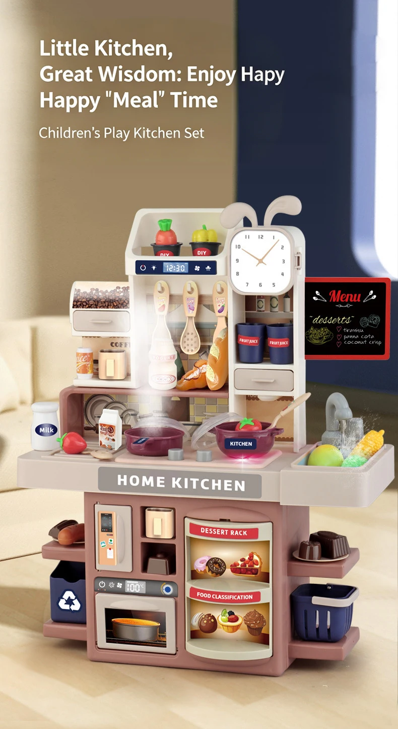 Juego de cocina infantil con luces y accesorios