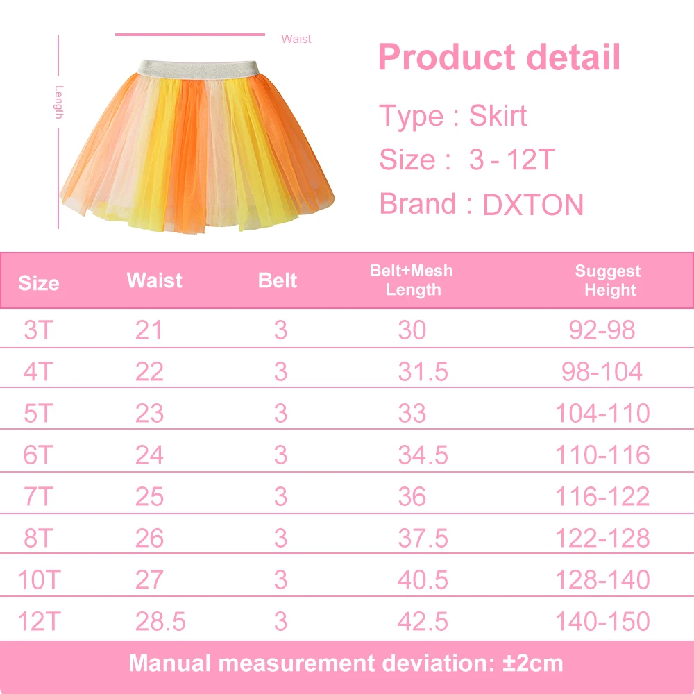 DXTON Mini falda tutú colorida de tul para niñas – princesa baile - imagen 5