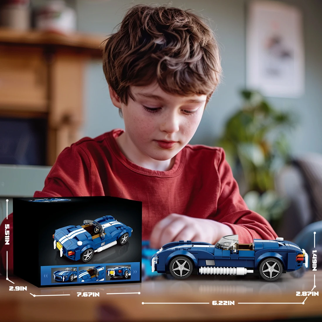 Bloques de construcción para coches deportivos azules - DIY para niños - imagen 2